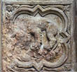 Panel 07:02 - Lion, possibly reviving his cubs (lower left badly eroded)